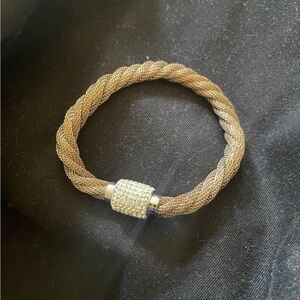 Gold Braided Bracelet with Crystal Accent